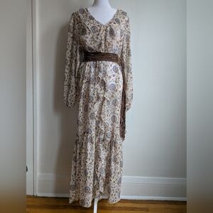 lucky brand long sleeve maxi dress Lucky Brand Women's Long Sleeve Maxi Dress Bohemian Multi Floral Size Medium